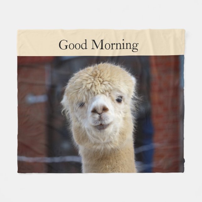 Cute Alpaca face Fleece Blanket (Front (Horizontal))