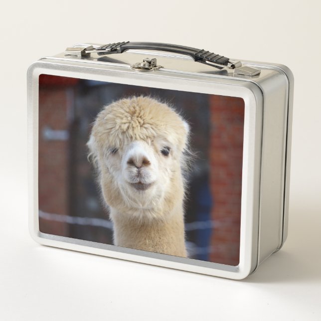 Cute Alpaca face          Metal Lunch Box (Front)