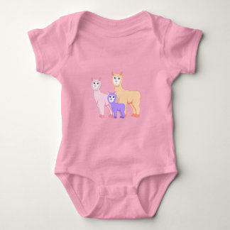 Cute alpaca family - fluffy pastel-coloured cartoo baby bodysuit