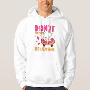 Cute Alpaca Funny Animals In Doughnut Pink Hoodie