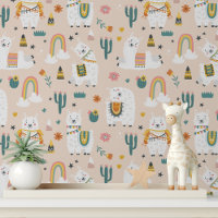 Cute Alpaca Girl Modern Kids Pattern