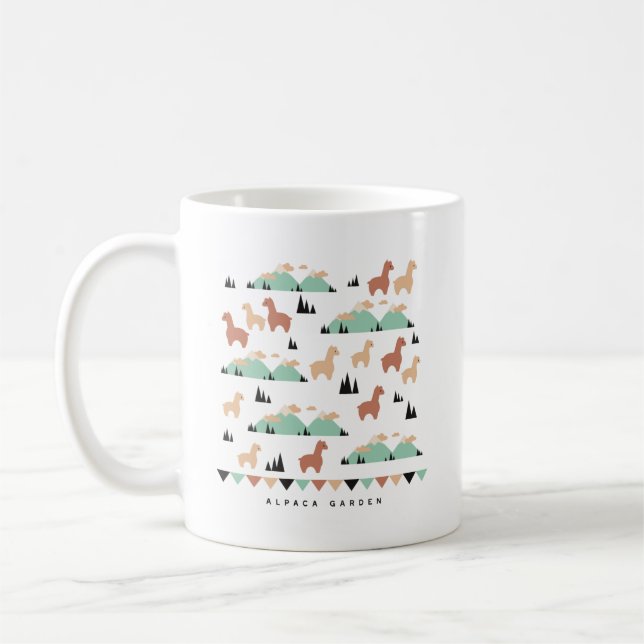 Cute Alpaca Herd Pattern Coffee Mug (Left)