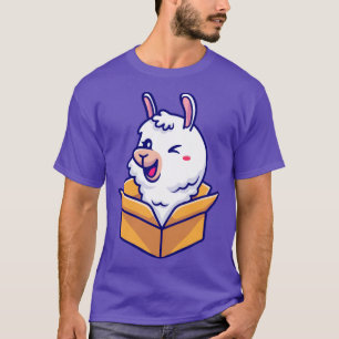 Cute Alpaca In Box Cartoon T-Shirt