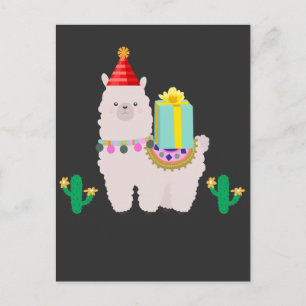 Cute Alpaca Llama Cactus Girls Birthday Animal Postcard