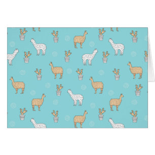 Cute Alpaca Llama Cactus Pattern
