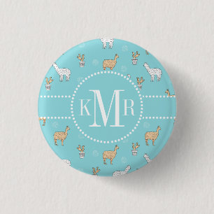 Cute Alpaca Llama Cactus Pattern 3 Cm Round Badge