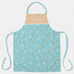 Cute Alpaca Llama Cactus Pattern Apron
