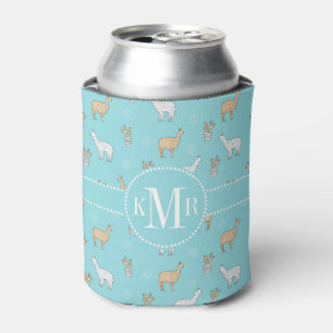 Cute Alpaca Llama Cactus Pattern Can Cooler