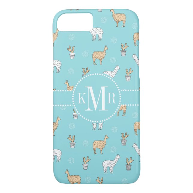 Cute Alpaca Llama Cactus Pattern Case-Mate iPhone Case (Back)