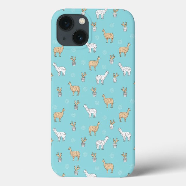 Cute Alpaca Llama Cactus Pattern Case-Mate iPhone Case (Back)
