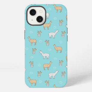 Cute Alpaca Llama Cactus Pattern iPhone Case