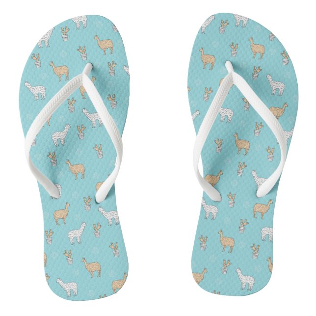 Cute Alpaca Llama Cactus Pattern Thongs (Footbed)