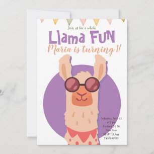 Cute Alpaca Llama Fun Birthday Invitation