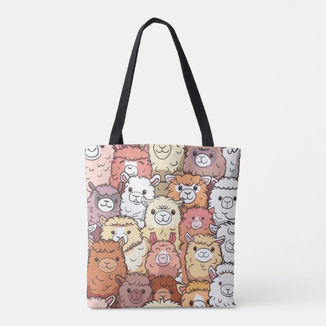 Cute Alpaca & Llama Tote Bag – Adorable Kawaii (Back)