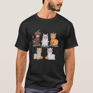 Cute Alpaca Spooky Ghost Witch Mummy Pumpkin Llama T-Shirt
