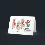 Cute Alpaca Wear Red Scarf Holiday Card<br><div class="desc">Background Christmas Winter Merry Christmas Cute Cartoon Animal</div>