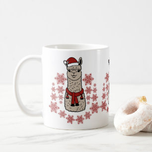 Cute Alpaca With Red Snowflakes Coffee Mug
