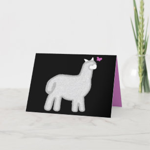 Cute Alpaca with sparkly pink butterfly card