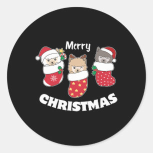 Cute Alpacas In Christmas Stockings For Christmas Classic Round Sticker