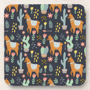 Cute Alpacas Pattern Coaster