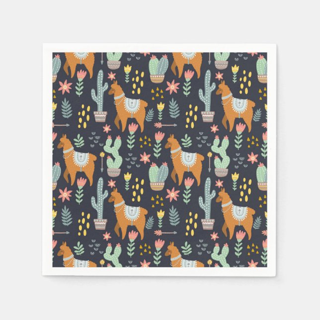 Cute Alpacas Pattern Napkin (Front)