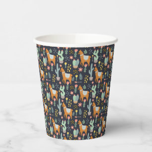 Cute Alpacas Pattern Paper Cups