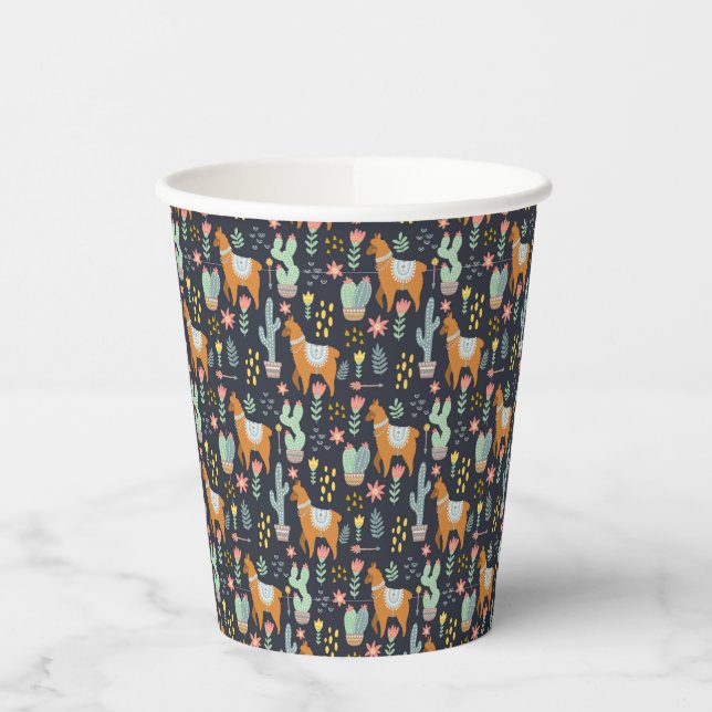 Cute Alpacas Pattern Paper Cups (Left)