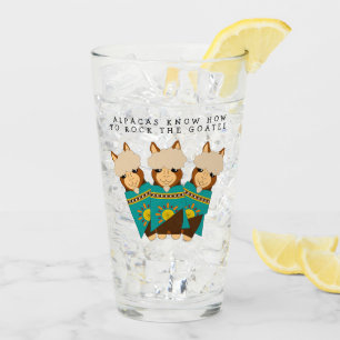 Cute Alpacas Rocking Goatees & Teal Serapes Glass