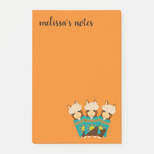 Cute Alpacas Rocking Goatees & Teal Serapes Post-it Notes
