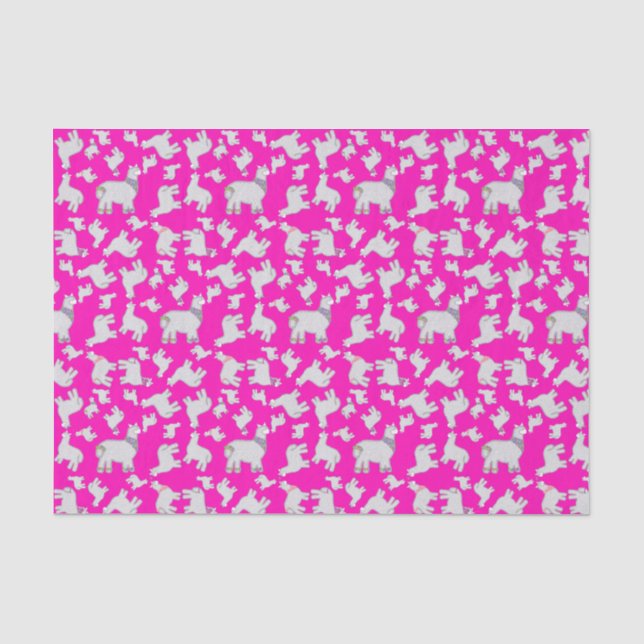 Cute Alpacas with glitter bubbles flowers fun Tissue Paper (Front)