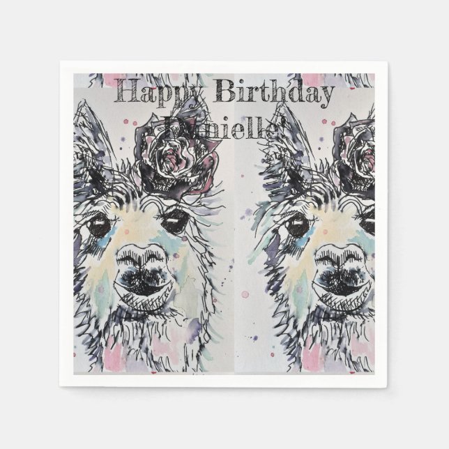 Cute Alpacca Llama Animal Decor Serviette Napkins (Front)