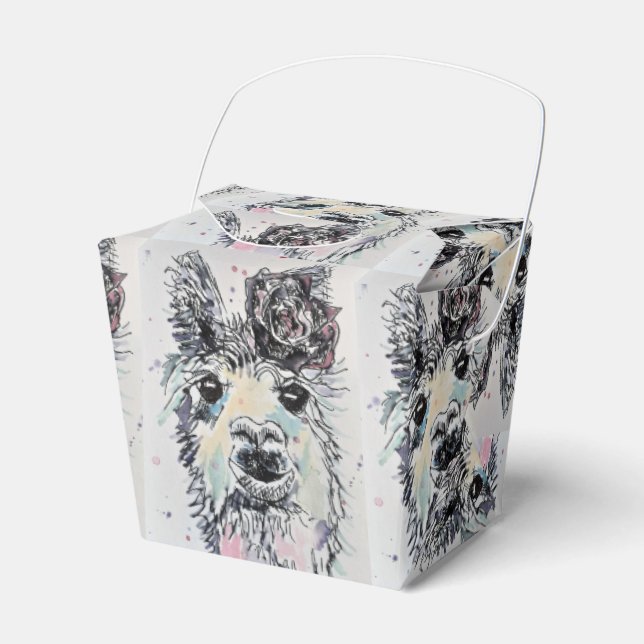 Cute Alpacca Llama Girls Birthday Cake Favour Box (Front Side)