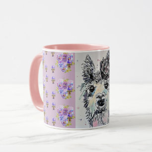 Cute Alpacca Llama lilac Watercolor Painting Mug