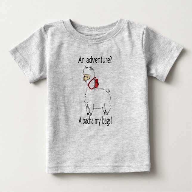 Cute alpacha adventure pun baby T-Shirt (Front)