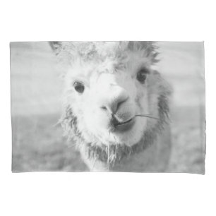 Cute Alpaka bw 1 #animal #nature Pillowcase
