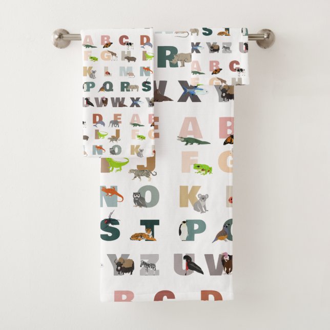 Cute Alphabet ABC Animals Bath Towel Set (Insitu)