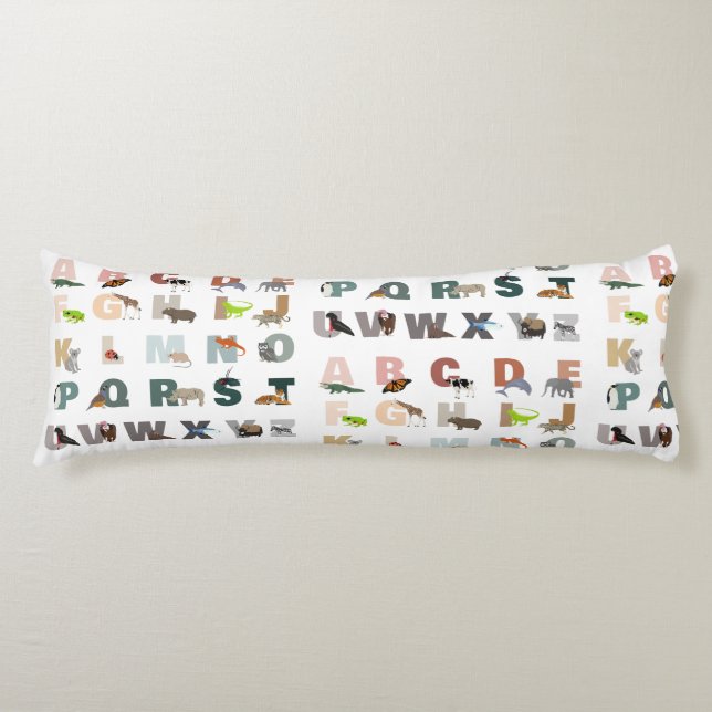 Cute Alphabet ABC Animals Body Cushion (Front)