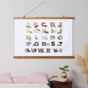 Cute Alphabet ABC Animals Classroom Nursery Hanging Tapestry