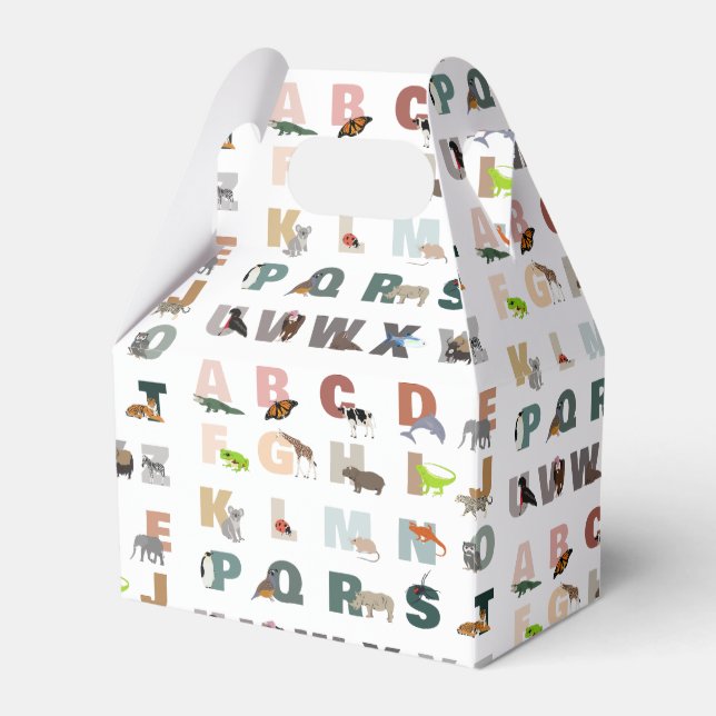 Cute Alphabet ABC Animals Favour Box (Front Side)