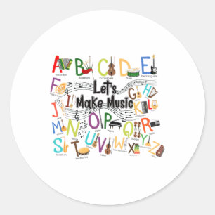 Cute Alphabet Design For Music Teacher Men Women T Classic Round Sticker