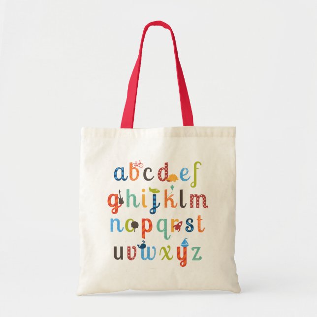 Cute Alphabet Design Tote Bag (Front)