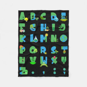 Cute Alphabet Funny Earth Day Abc Alphabet Teacher Fleece Blanket