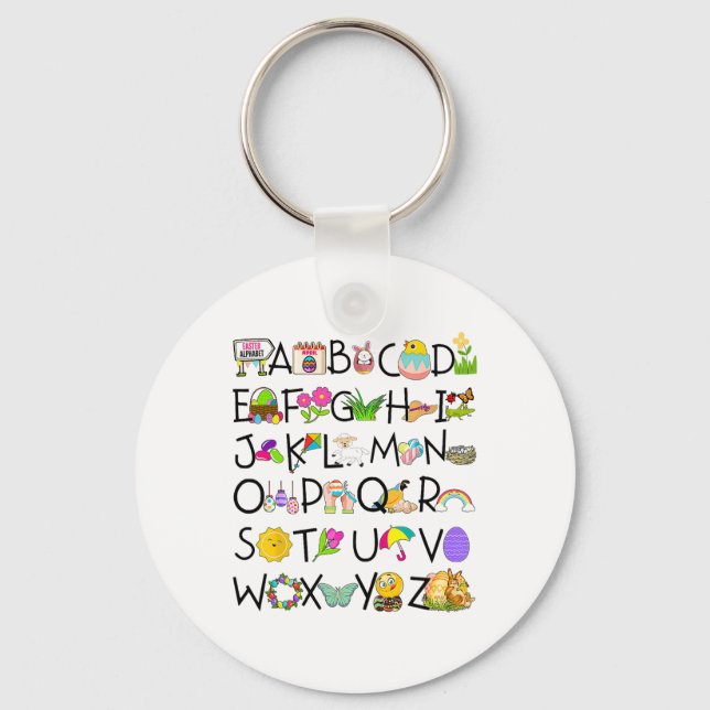 Cute Alphabet Funny Easter Day Abc Alphabet Egg Ra Key Ring (Front)