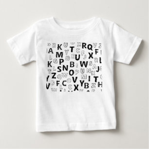 Cute Alphabet Kids T-Shirt   Black & White Letter 