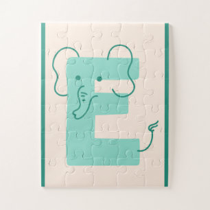 Cute Alphabet Letter "E" Elephant Jigsaw Puzzle