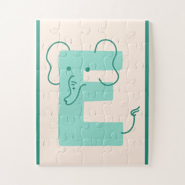Cute Alphabet Letter "E" Elephant Jigsaw Puzzle (Vertical)