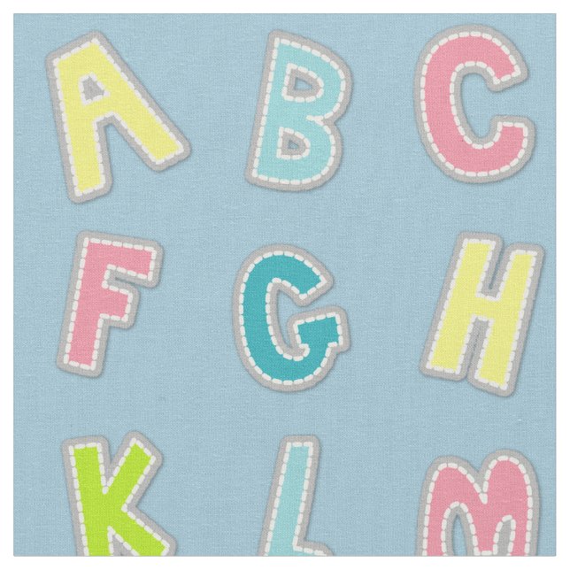 Cute Alphabet Themed Nursery Print Fabric (Close Up)