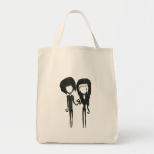 Cute Alternative Gothic Boy and Girl Drawing Tote Bag