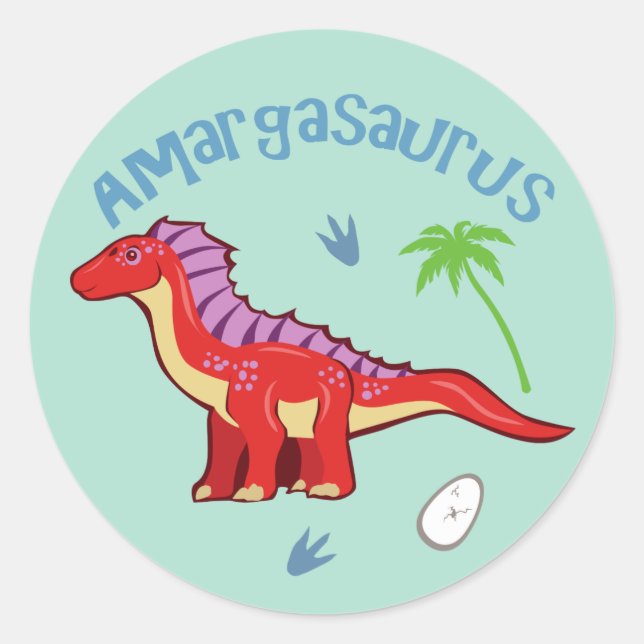 Cute Amargasaurus Classic Round Sticker (Front)