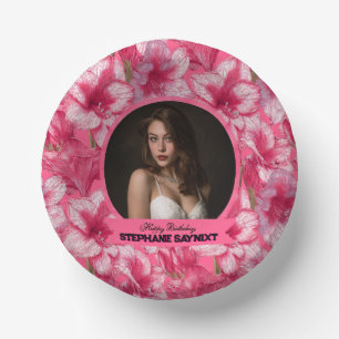 Cute Amaryllis Female Birthday Beautiful Paper Plate